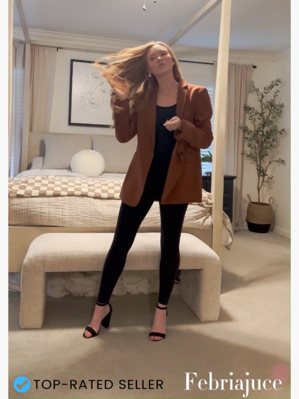 Oversized Blazer Suit Jacket Long Sleeve Lapel Button Work Office Chic - Picture 6 of 7